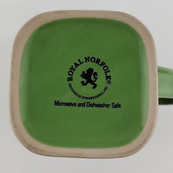 Royal Norfolk 5 Tall Mugs Quality Collectible Stoneware Green Brown - Picture 8 of 12